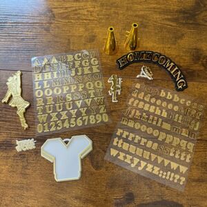 Homecoming Mum Kit Majorette Dance Drill Gold Alphabet Stickers Megaphone Charms